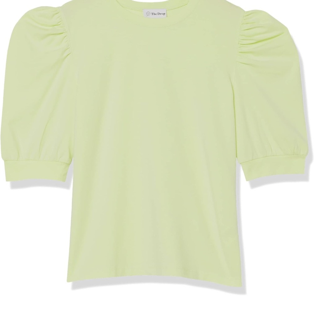 The Drop Women's Mariko Puff-Sleeve Crew-Neck Stretch Jersey T-Shirt
